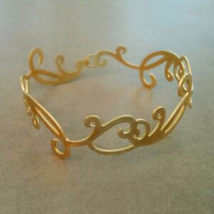 18 kt hallmark real solid yellow gold laurel hinge bangle bracelet