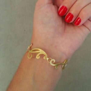 18 kt hallmark real solid yellow gold laurel hinge bangle bracelet