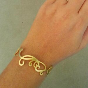 18 kt hallmark real solid yellow gold laurel hinge bangle bracelet