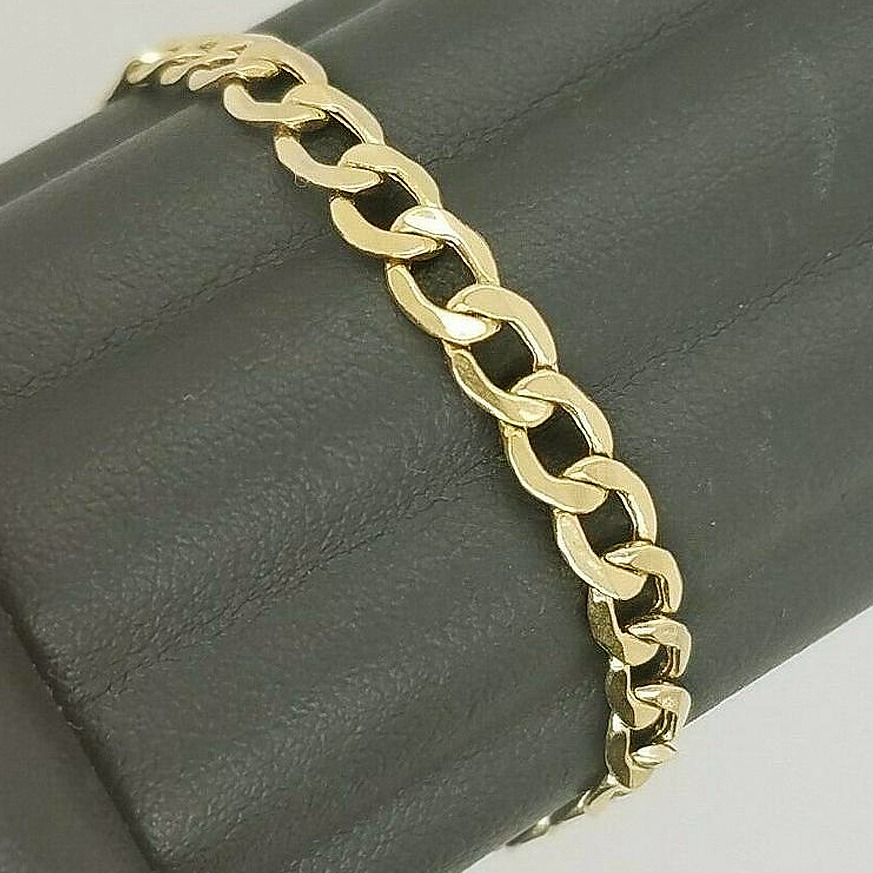 18 kt real solid yellow gold cuban link chain men's bracelet 5 mm - Image 5