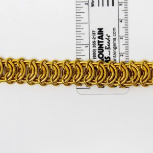 18 kt yellow gold chunky vertebrae chainmaille men's bracelet 15 mm