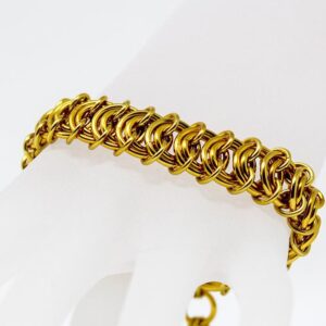 18 kt yellow gold chunky vertebrae chainmaille men's bracelet 15 mm