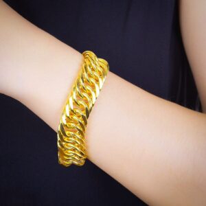 18 kt hallmark real solid yellow gold chain luxury men's bracelet