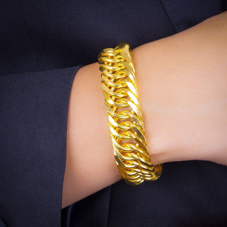 18 kt hallmark real solid yellow gold chain luxury men's bracelet