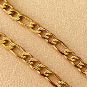18 kt yellow gold figaro link chain men's bracelet 5 mm