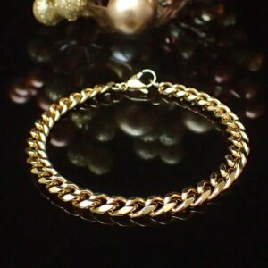 18 kt hallmark real solid yellow gold chain men's bracelet