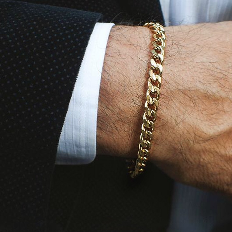 18 kt hallmark real solid yellow gold chain men's bracelet