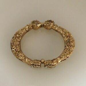 22 kt yellow gold pearl unisex vintage screw open bracelet bangle