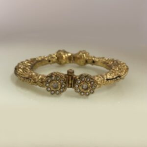 22 kt yellow gold pearl unisex vintage screw open bracelet bangle