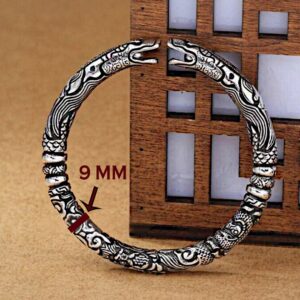 18 kt hallmark real solid white gold sky dragon men's bracelet 9 mm