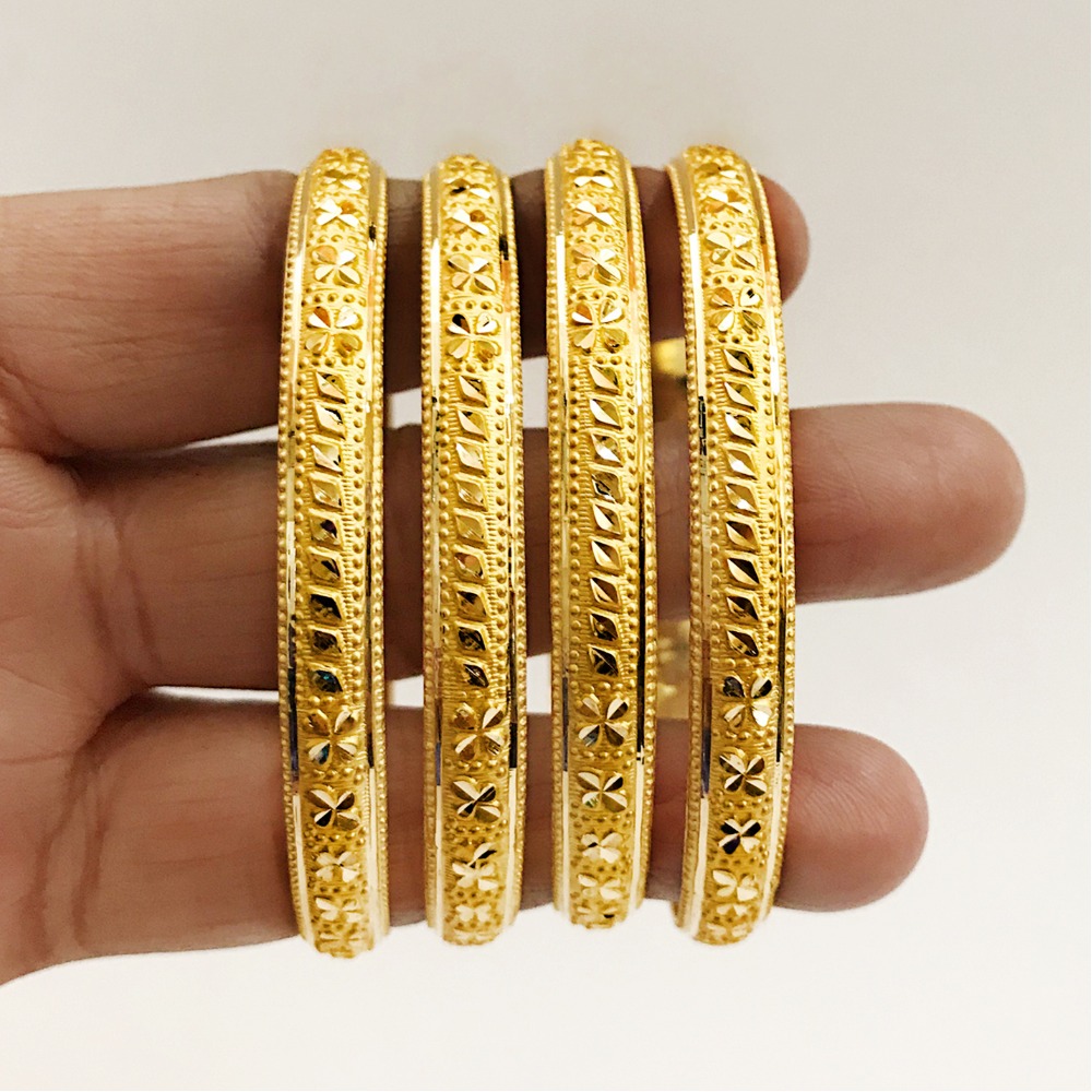 18 kt yellow gold handmade slip-on bracelet bangles 40 gm