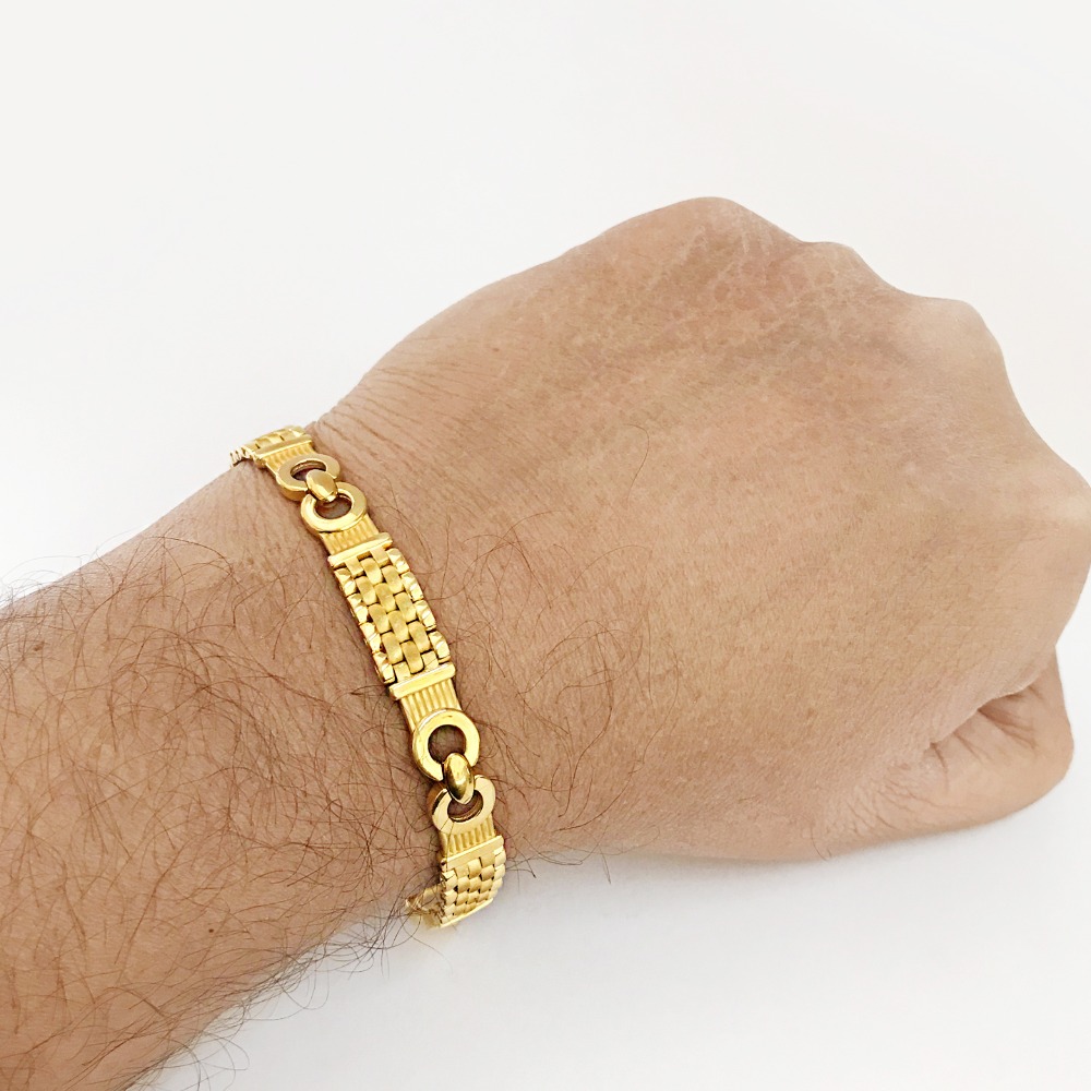 18 kt real solid yellow gold men's bracelet 21.450 grams 9 mm