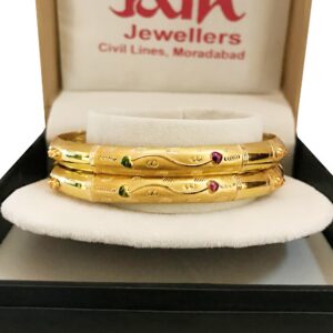 18 kt yellow gold handmade slip-on bracelet bangles 18 gms (2 pieces)