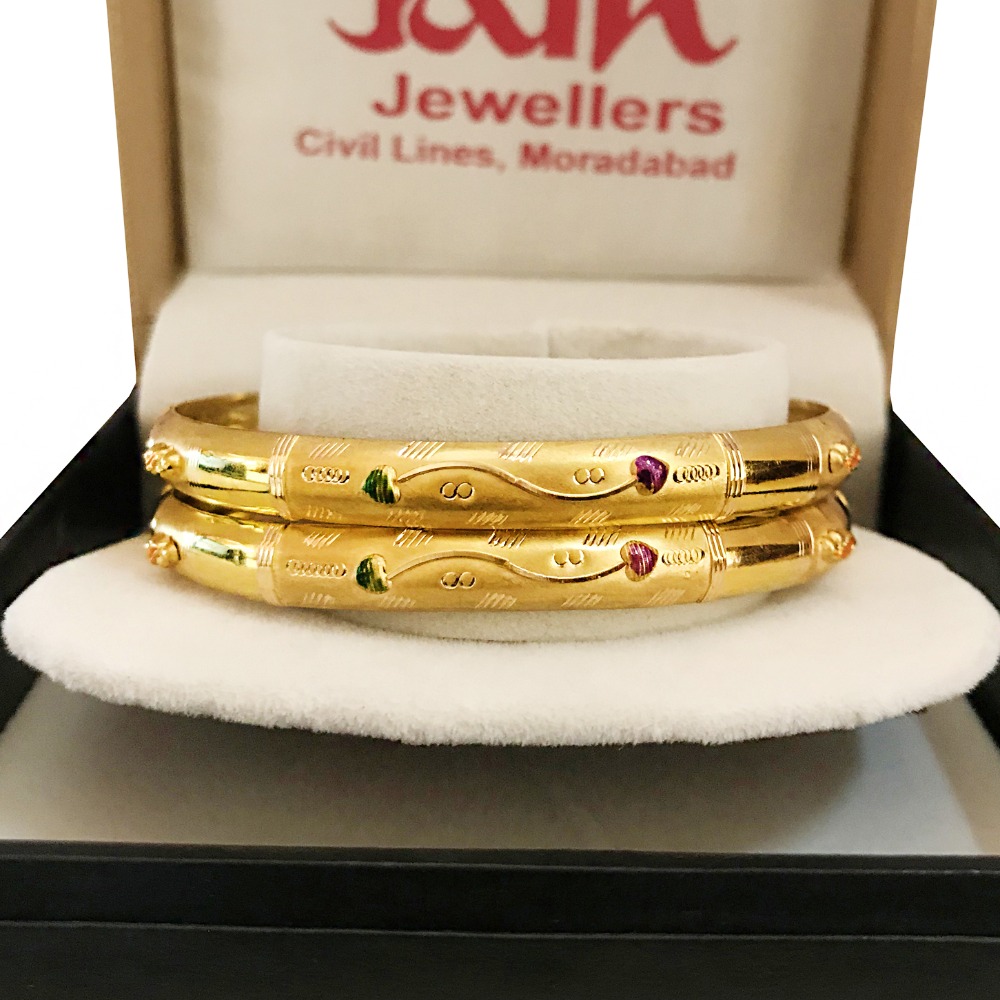 18 kt yellow gold handmade slip-on bracelet bangles 18 gms (2 pieces) - Image 5