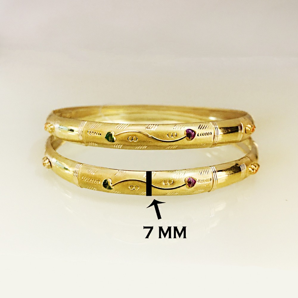 18 kt yellow gold handmade slip-on bracelet bangles 18 gms (2 pieces) - Image 4