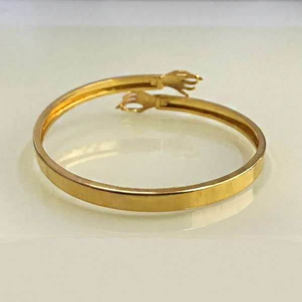 22 kt yellow gold slip-on dubai unisex two hands bracelet bangle - Image 5