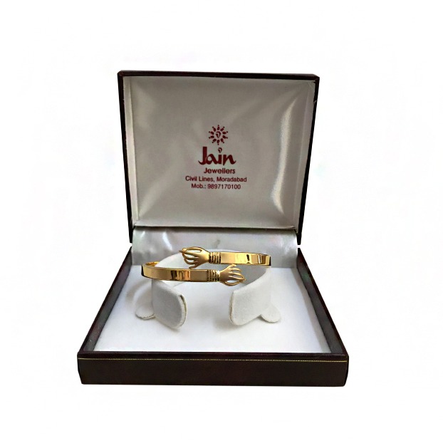 22 kt yellow gold slip-on dubai unisex two hands bracelet bangle - Image 4