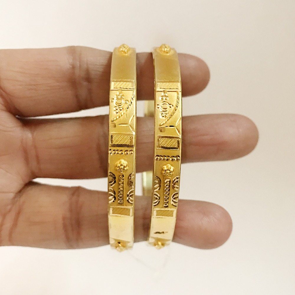 18 kt yellow gold handmade slip-on bracelet bangles 20 grams