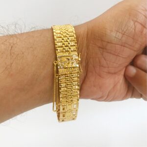 hallmark 18 kt real solid yellow gold men's bracelet 37.360 grams