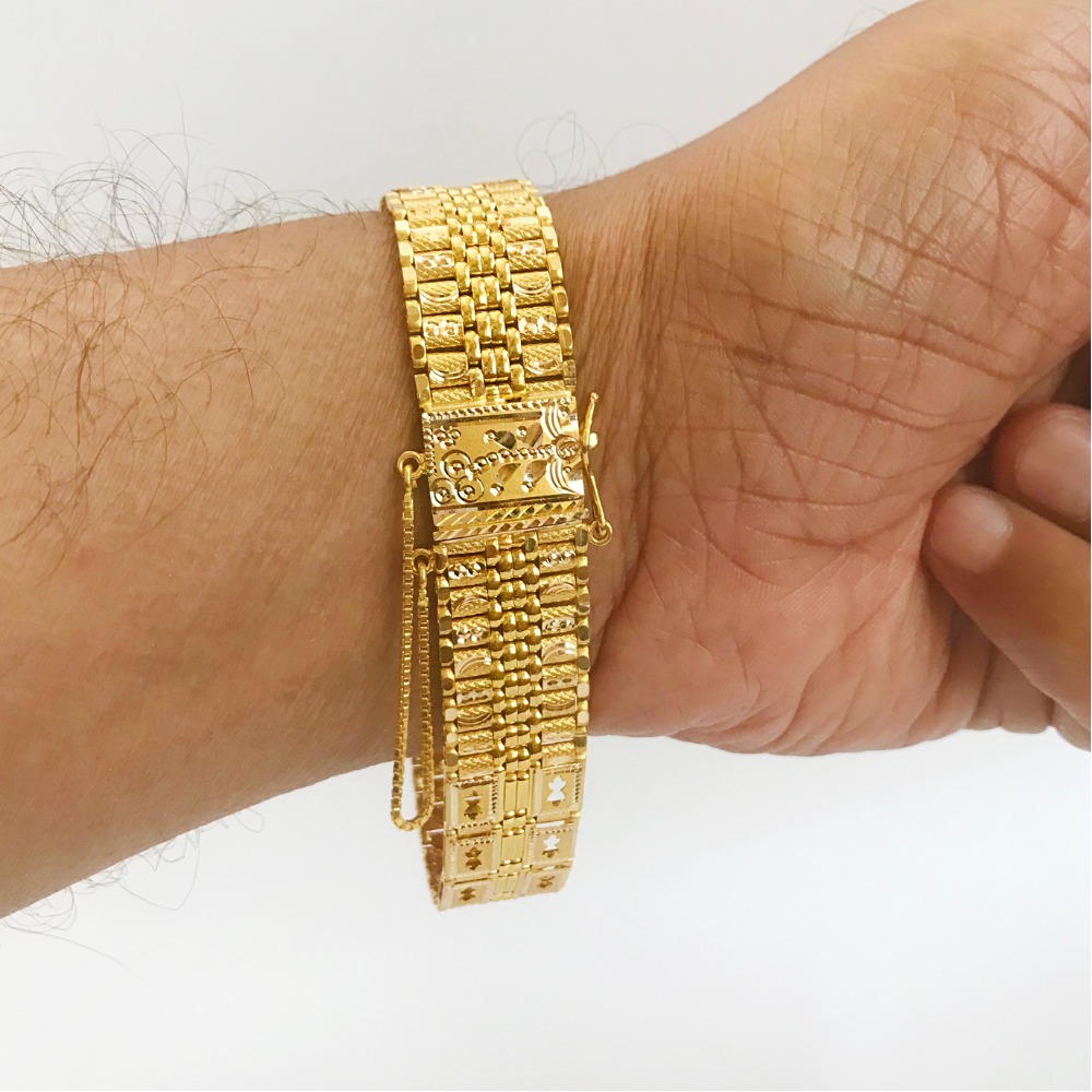 hallmark 18 kt real solid yellow gold men's bracelet 37.360 grams - Image 2