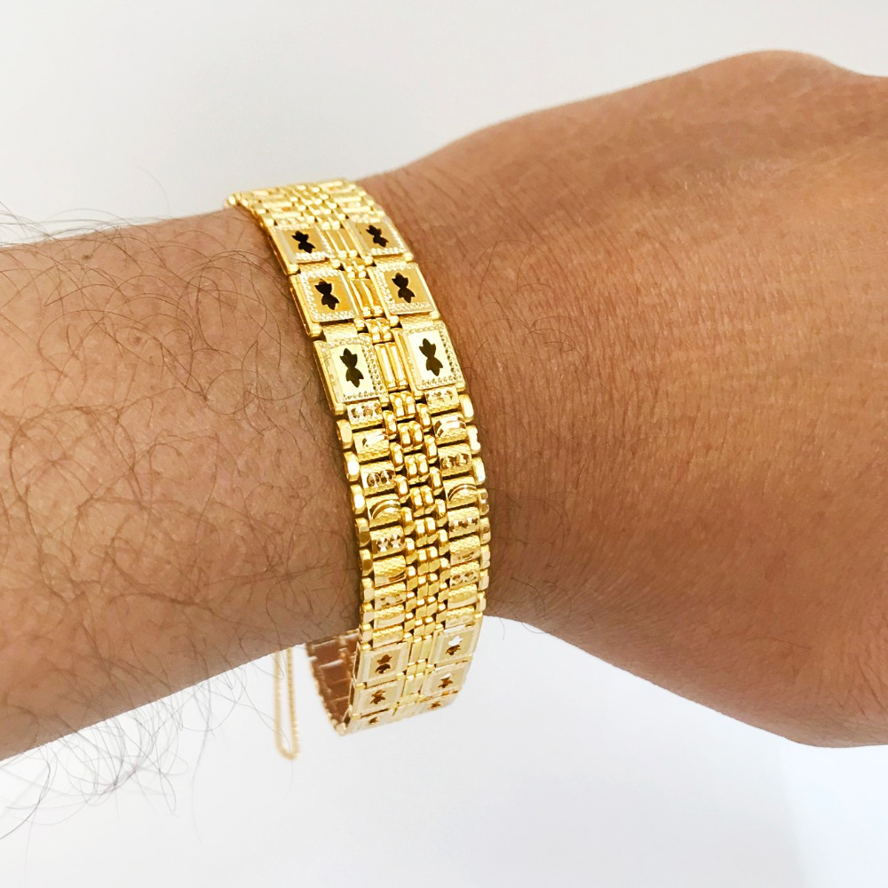 hallmark 18 kt real solid yellow gold men's bracelet 37.360 grams