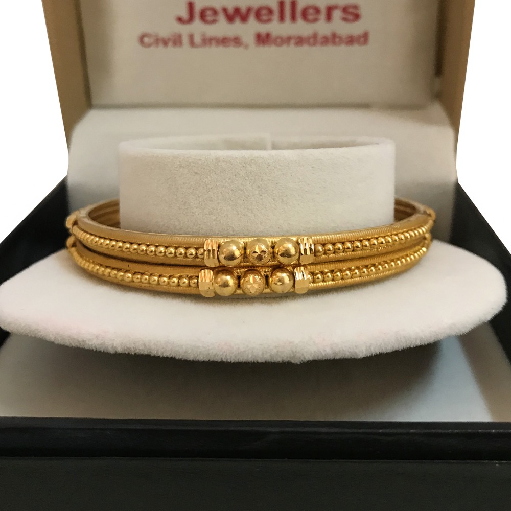 18 kt yellow gold handmade slip-on bracelet bangles 14.550 gm (2 pcs) - Image 4