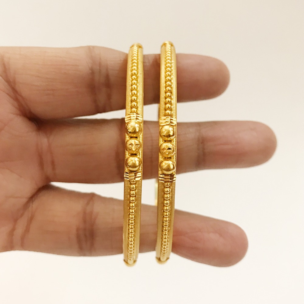 18 kt yellow gold handmade slip-on bracelet bangles 14.550 gm (2 pcs)