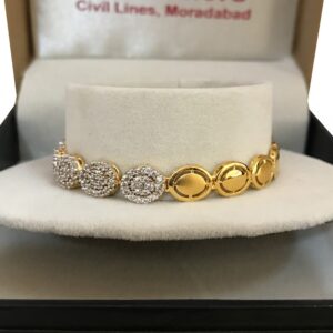 18 kt yellow gold cubic zircon women's bracelet bangle 14.060 grams