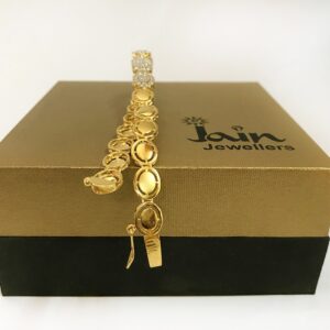 18 kt yellow gold cubic zircon women's bracelet bangle 14.060 grams