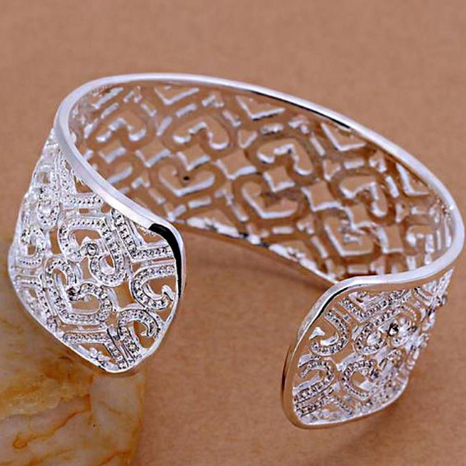 14 kt white gold cuff women's bracelet bangle handmade 60 gms - Image 2