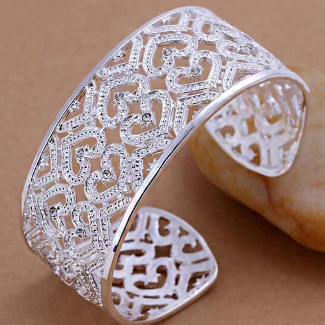14 kt white gold cuff women's bracelet bangle handmade 60 gms