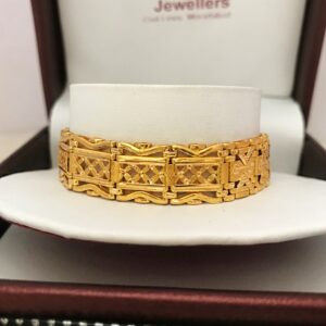 18 kt yellow gold men's bracelet 25.670 grams wide 13 mm