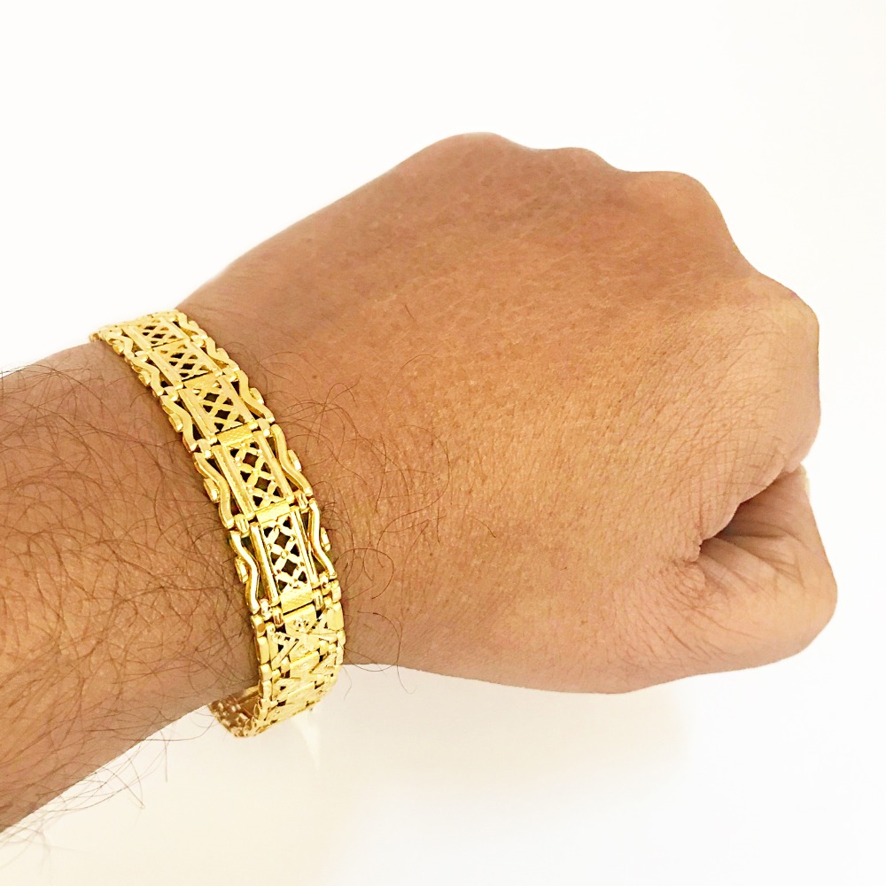 18 kt yellow gold men's bracelet 25.670 grams wide 13 mm