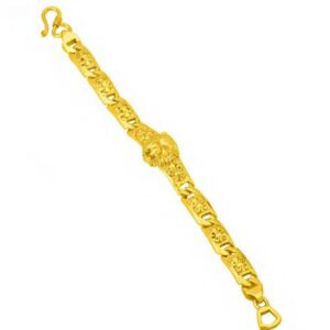 22 kt real solid yellow gold lion men's bracelet 50.630 grams