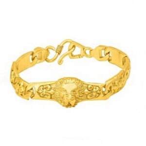 22 kt real solid yellow gold lion men's bracelet 50.630 grams