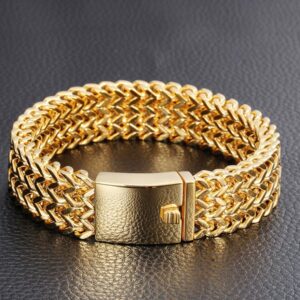 18 kt yellow gold heavy link men's bracelet 56 grams 7.5,8,8.5,9 inch