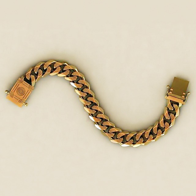 18 kt yellow gold luxury link men's bracelet 80 grams - Image 2