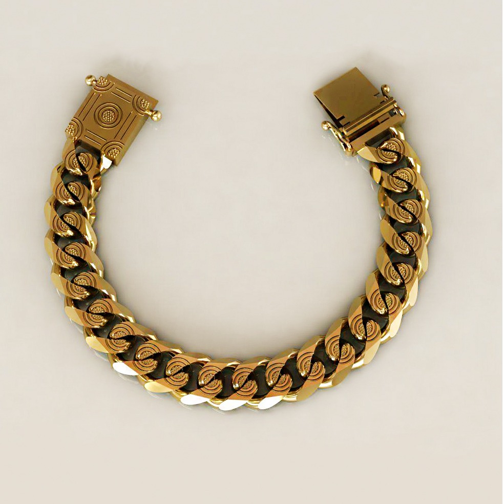 18 kt yellow gold luxury link men's bracelet 80 grams