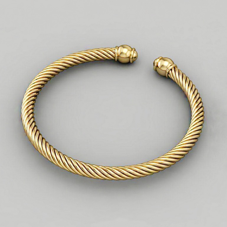 18 kt yellow gold spiral pipe men's cuff bracelet 20 gms
