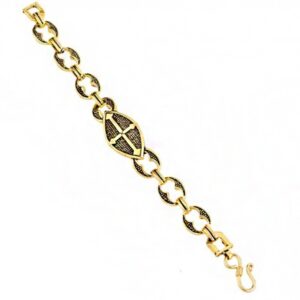 18 kt yellow gold men's jesus cross bracelet 42 grams
