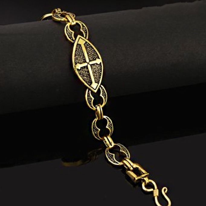 18 kt yellow gold men's jesus cross bracelet 42 grams