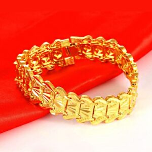 18 kt real solid yellow gold luxury king men's bracelet 96.600 gram