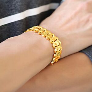 18 kt real solid yellow gold luxury king men's bracelet 96.600 gram