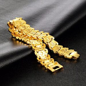 18 kt real solid yellow gold luxury king men's bracelet 96.600 gram