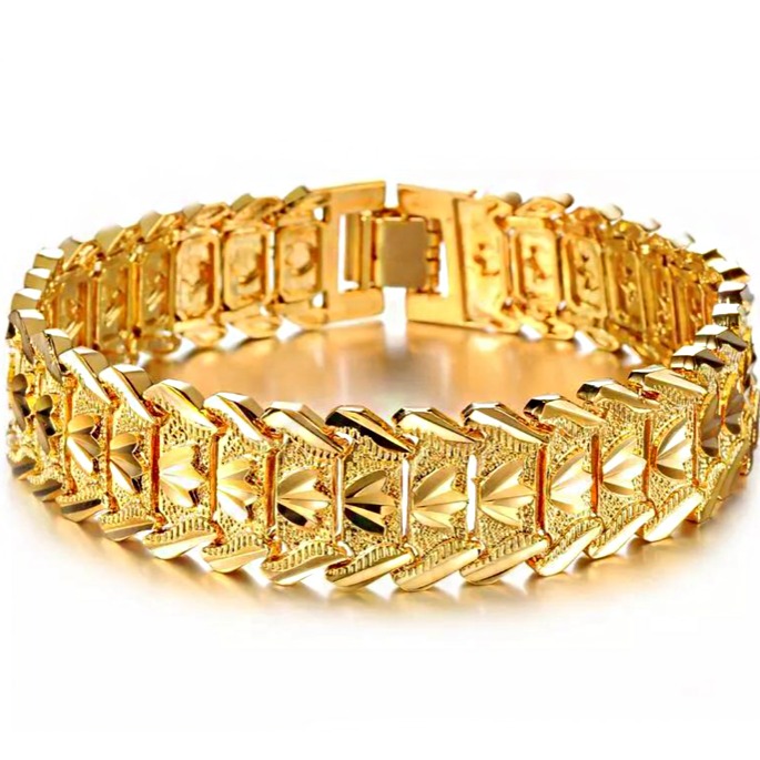 18 kt real solid yellow gold luxury king men's bracelet 96.600 gram