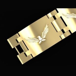 18 kt white gold flying vulture men's bracelet 70 grams