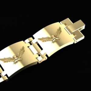 18 kt white gold flying vulture men's bracelet 70 grams