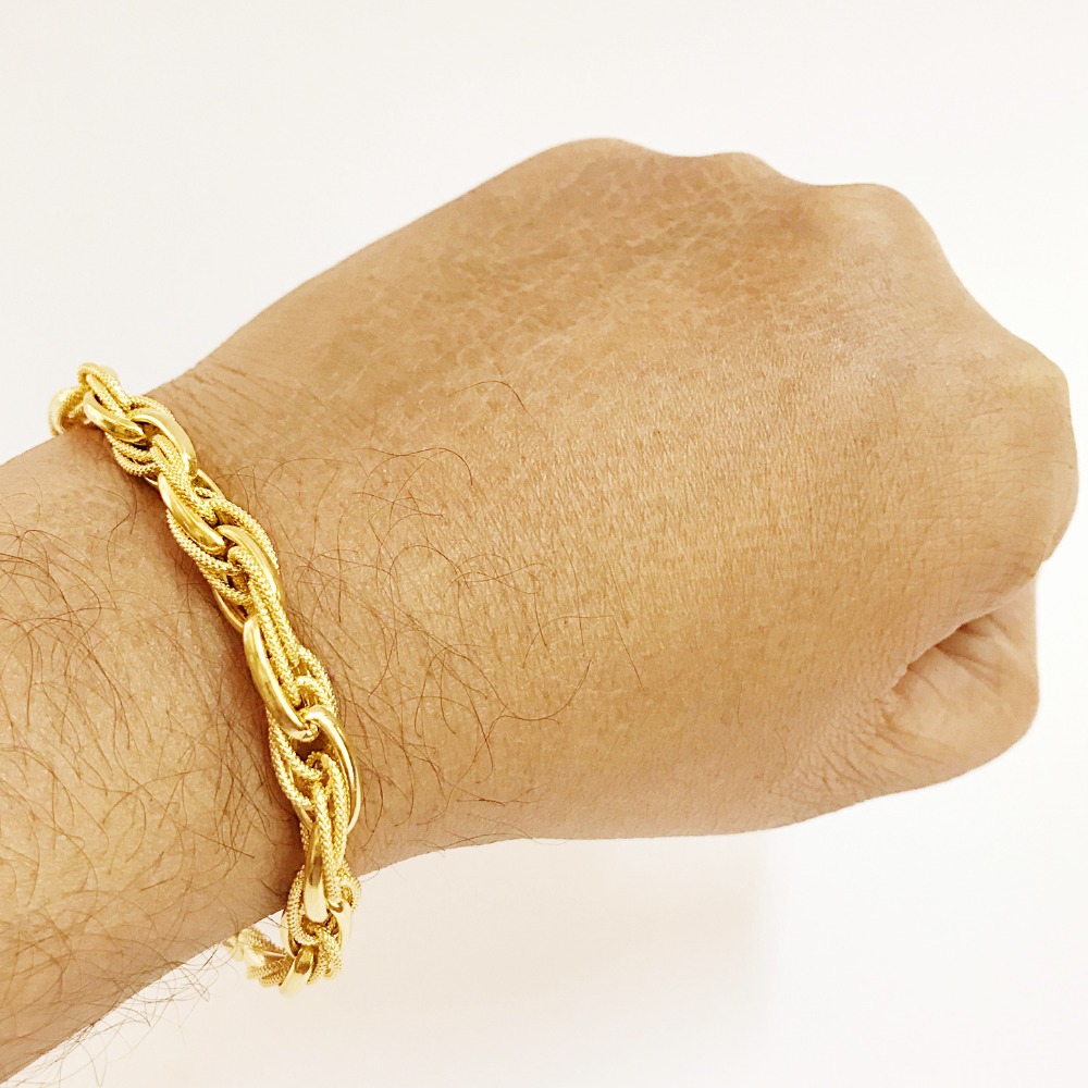 18 kt real solid yellow gold hallmark men's bracelet 11.840 grams