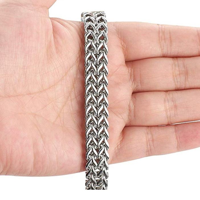 18 kt real solid white gold franco chain men's bracelet 62 grams