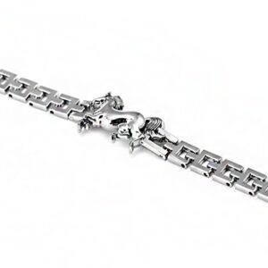 18 kt real solid white gold horse heavy men's bracelet 85 grams